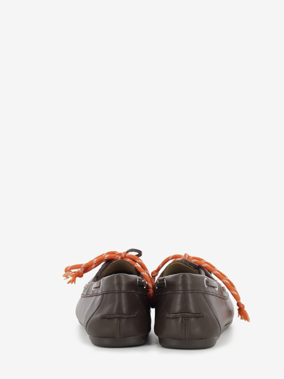 Brown leather boat shoe