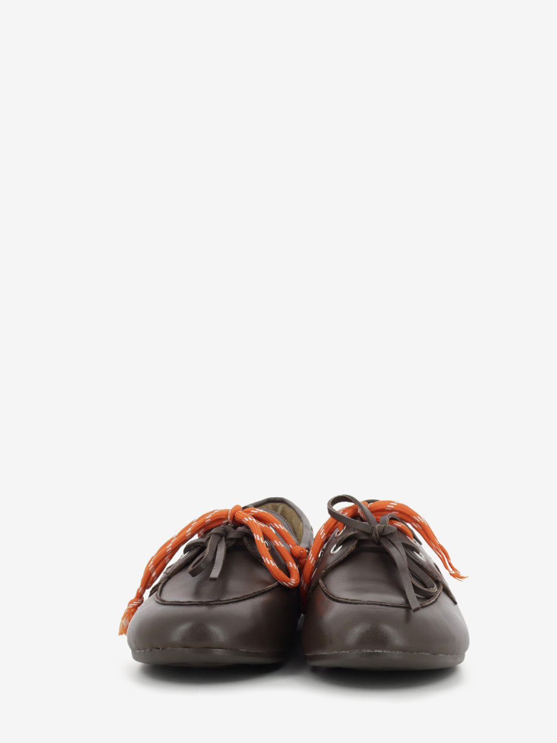 Brown leather boat shoe