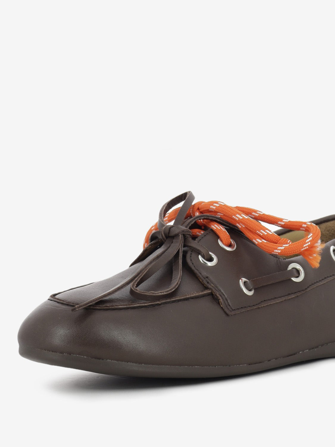 Brown leather boat shoe