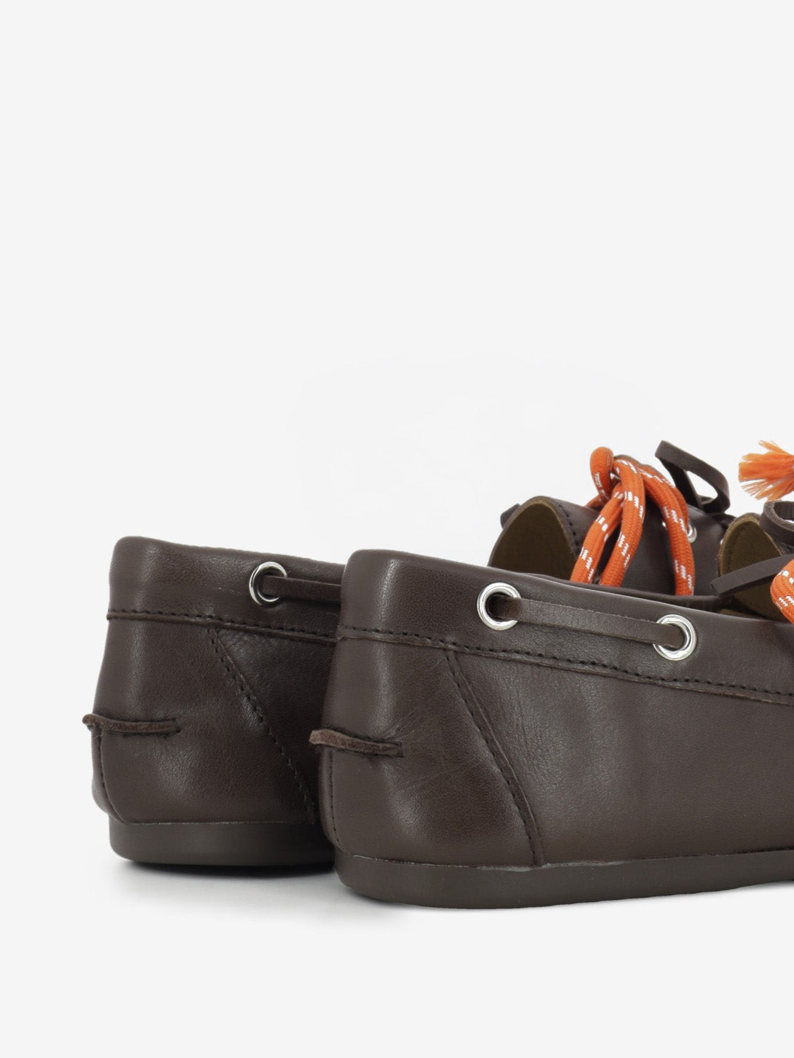 Brown leather boat shoe