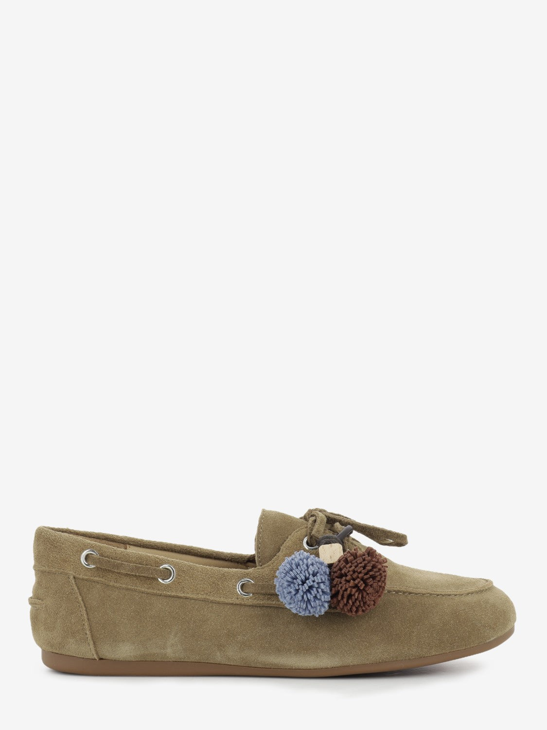 Taupe suede boat shoe