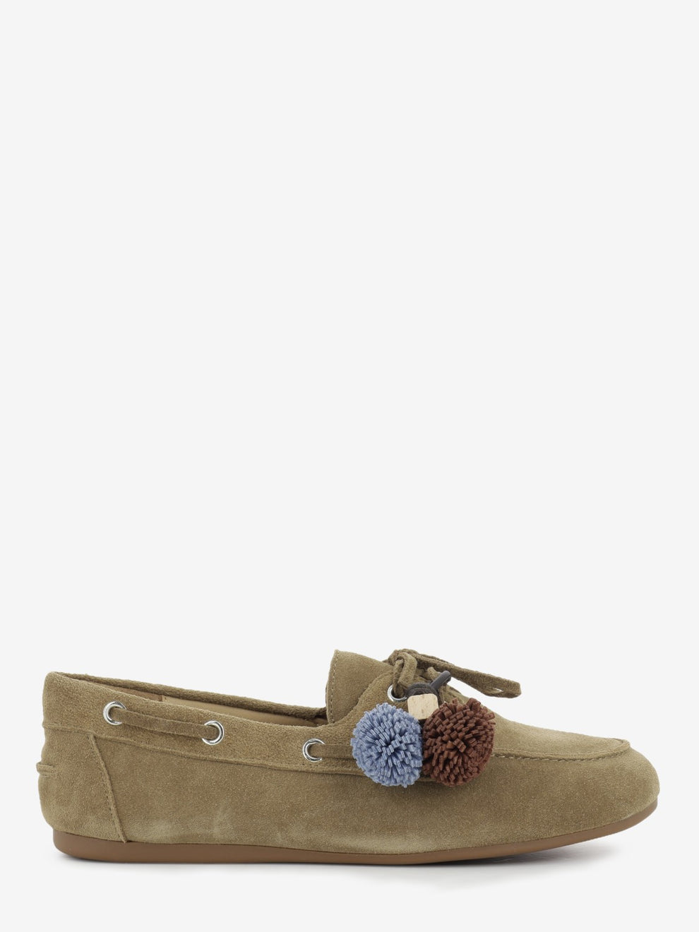 Taupe suede boat shoe