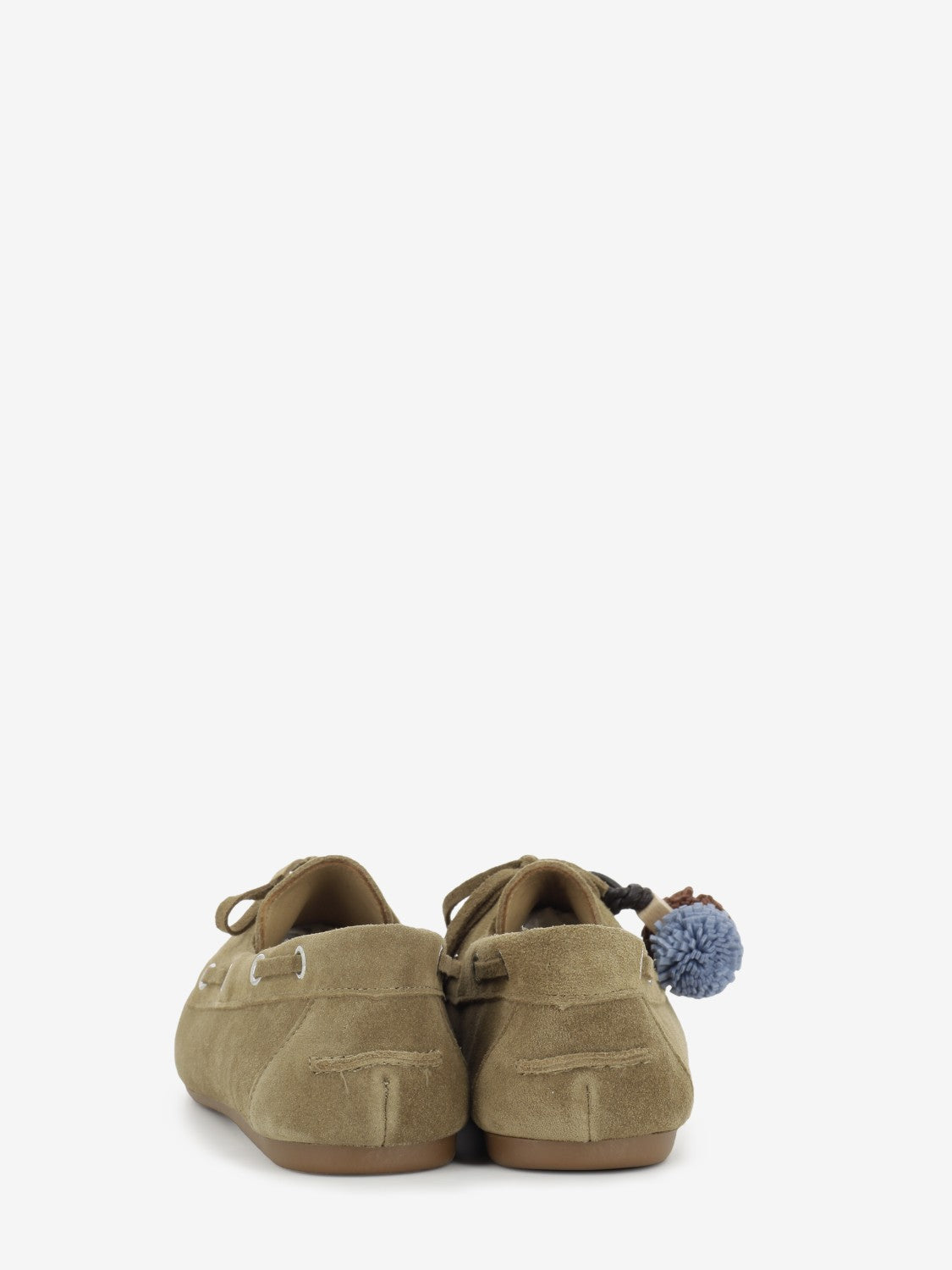 Taupe suede boat shoe