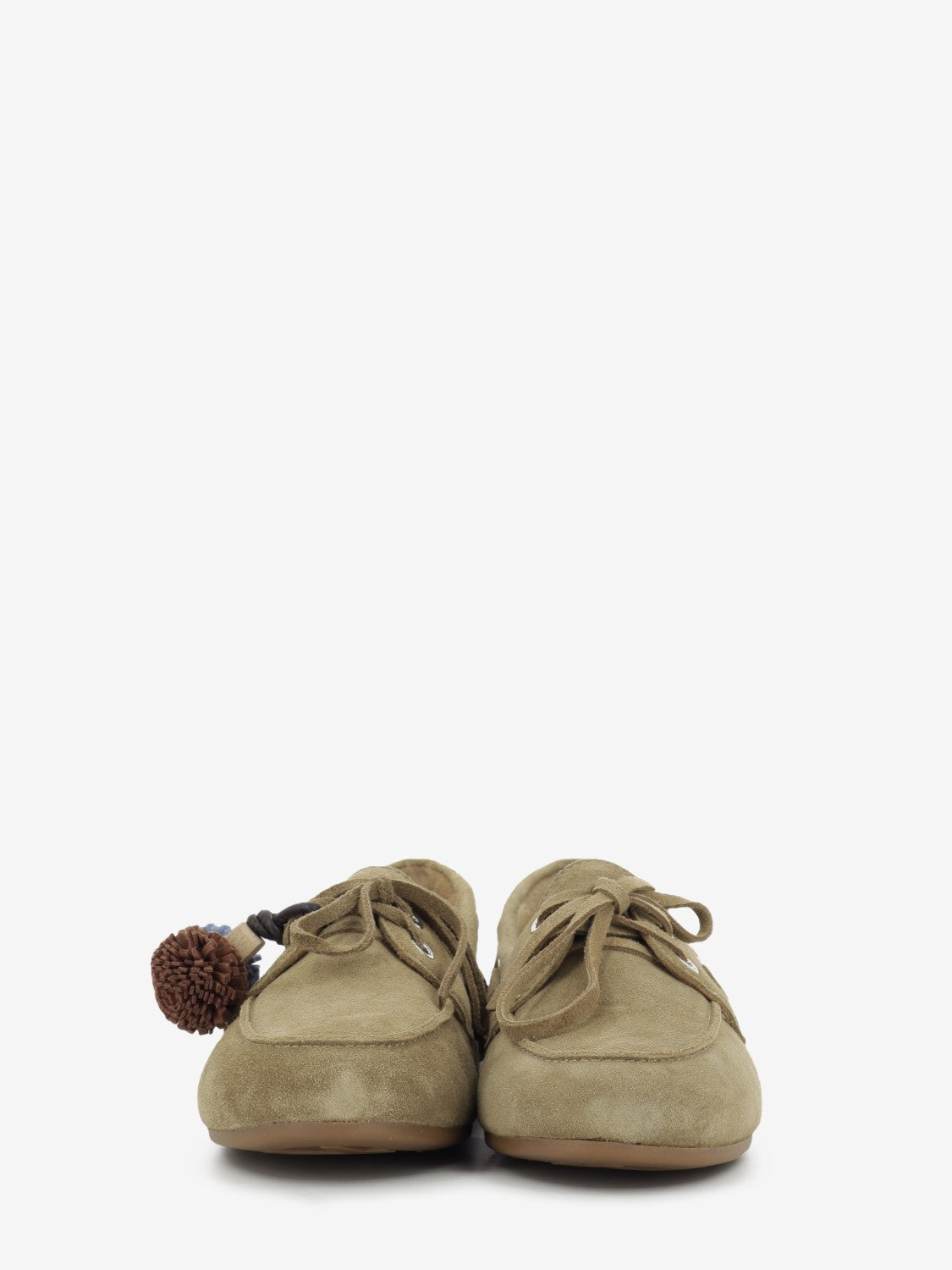 Taupe suede boat shoe