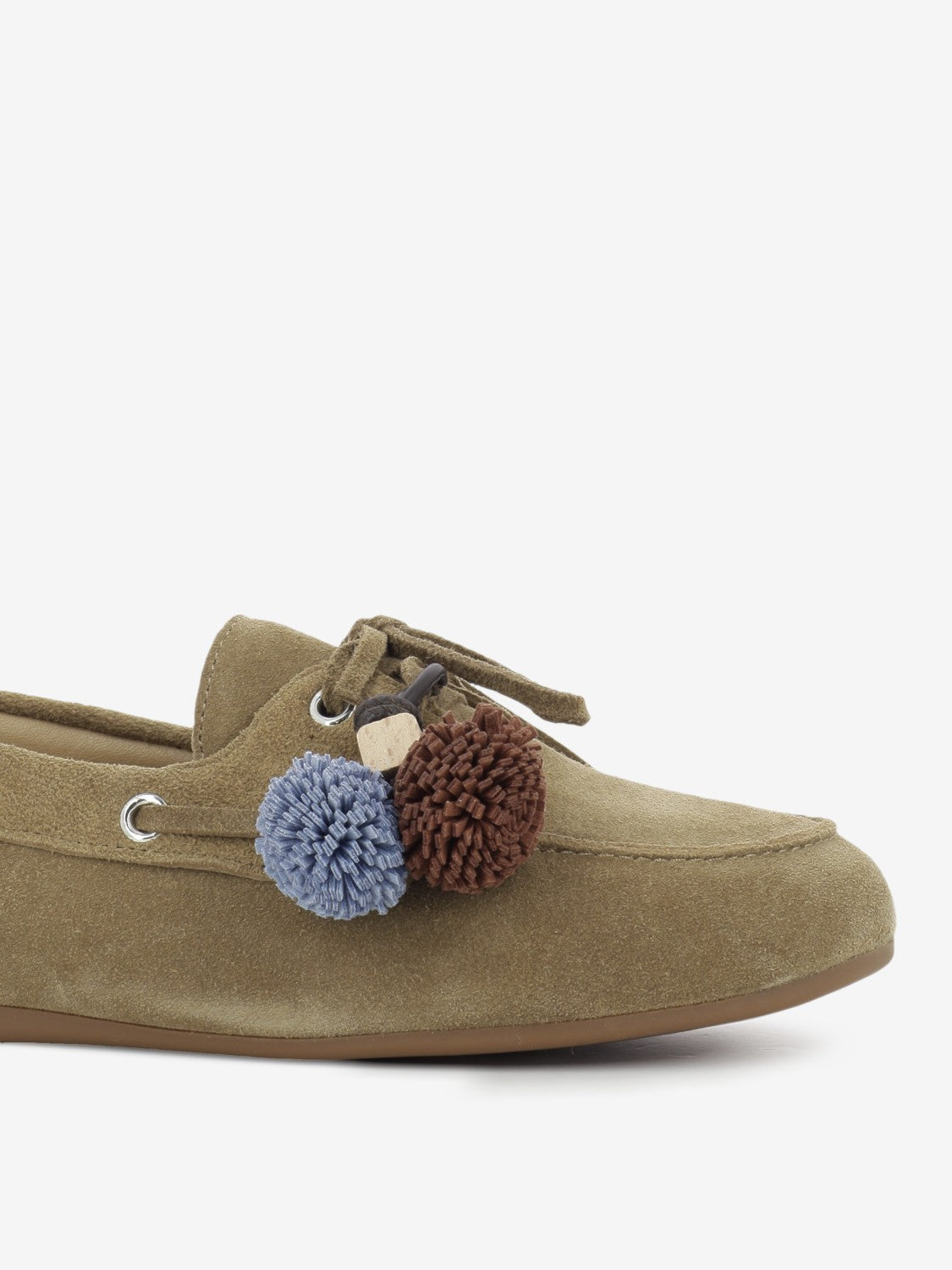 Taupe suede boat shoe