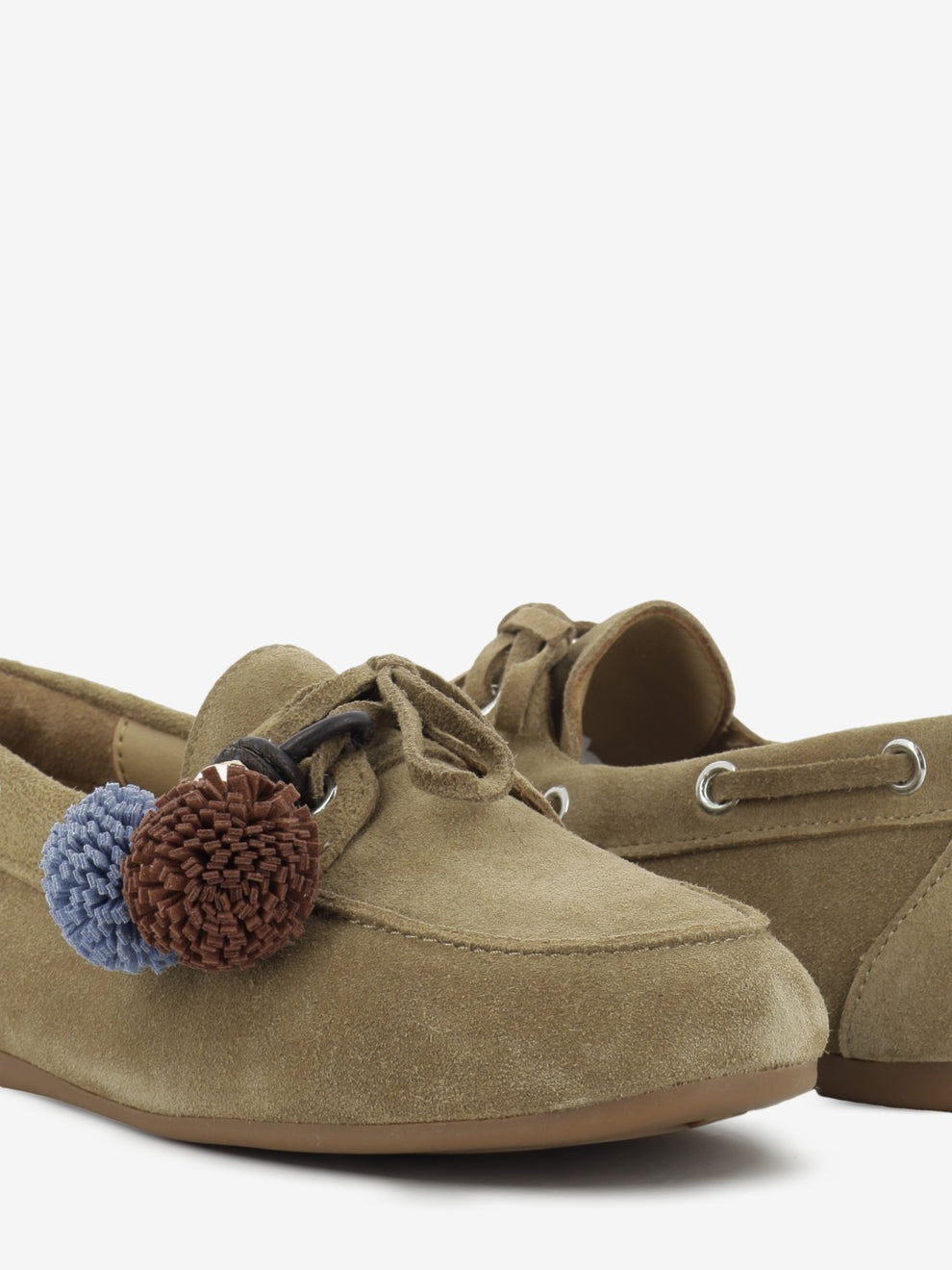 Taupe suede boat shoe