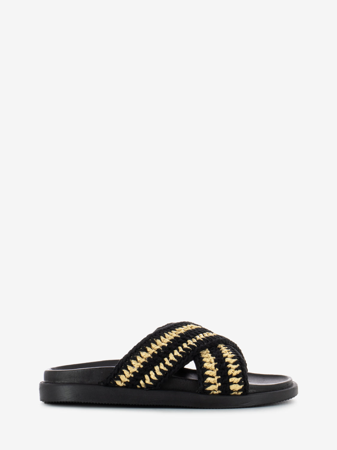 Ciabatta raffia beige / nero
