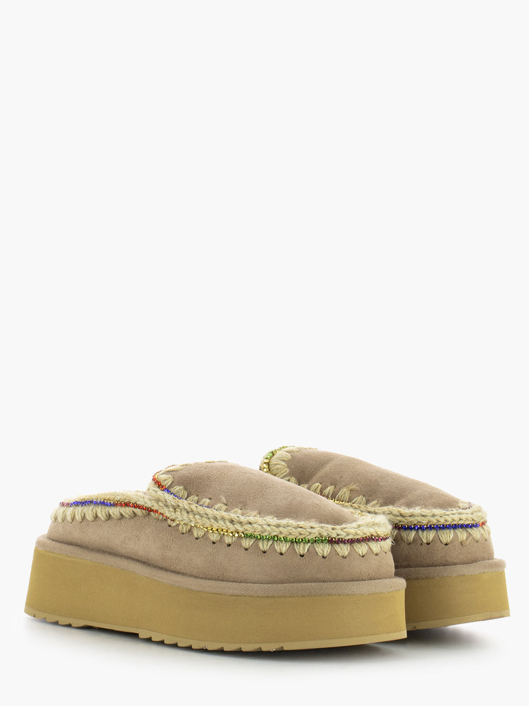 MOU - Clog eskimo platform rhinestones camel