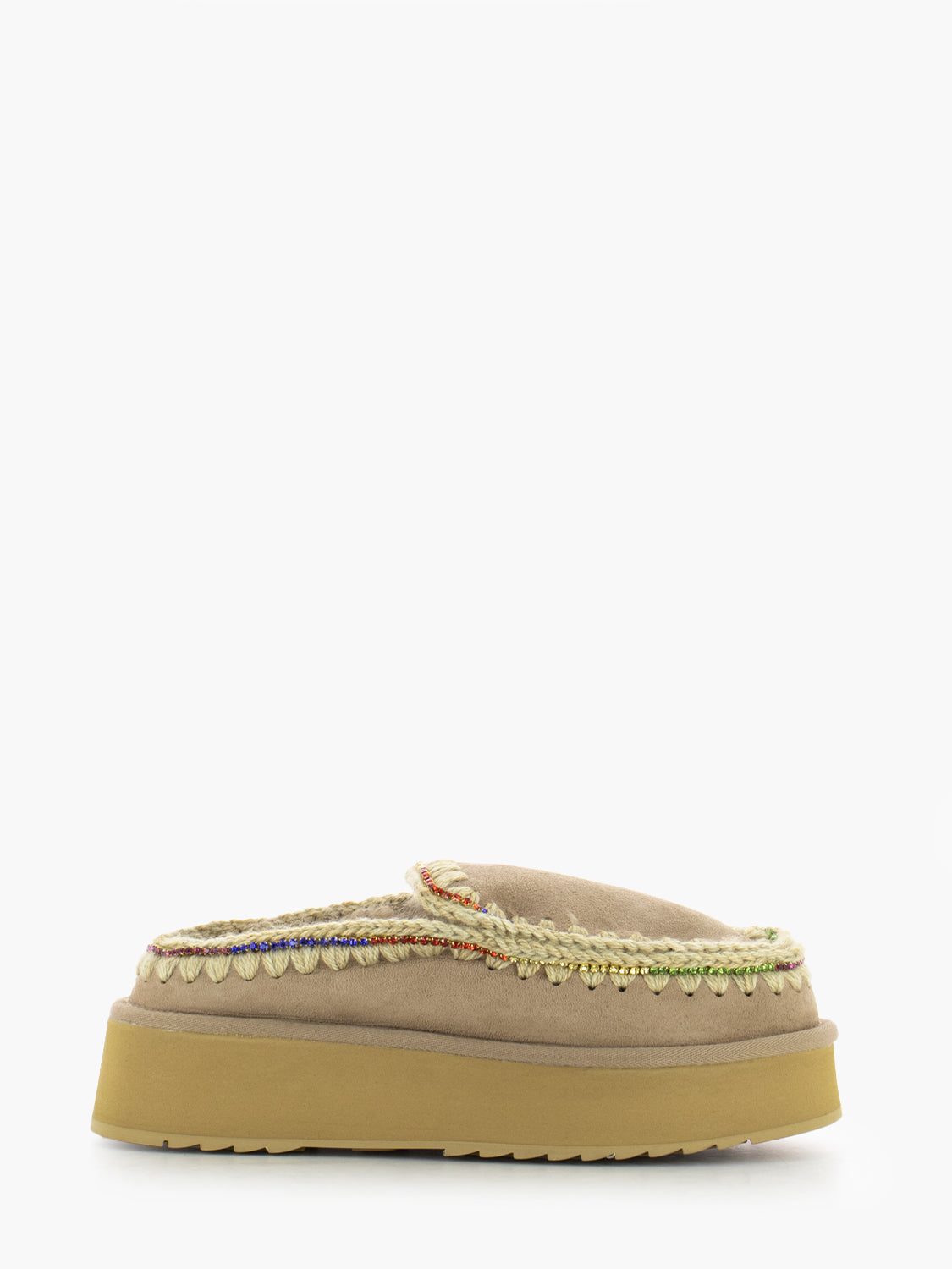 Clog eskimo platform rhinestones camel