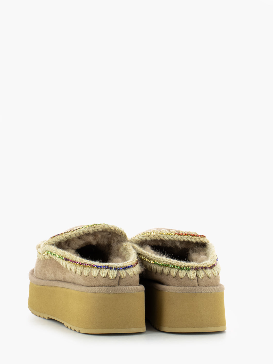 Clog eskimo platform rhinestones camel