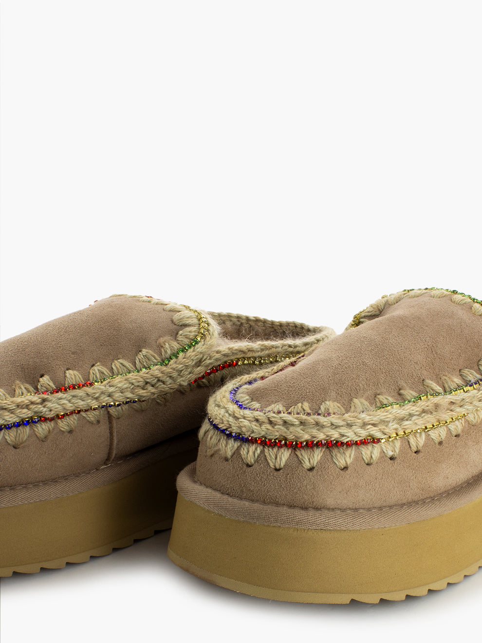 Clog eskimo platform rhinestones camel