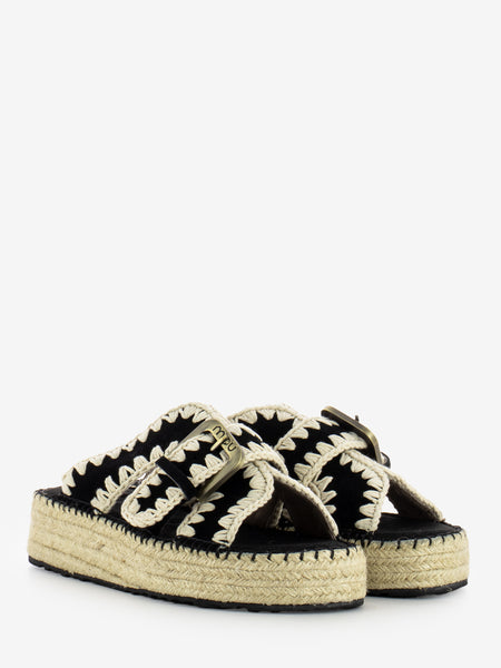 Sandali in juta beige / nero