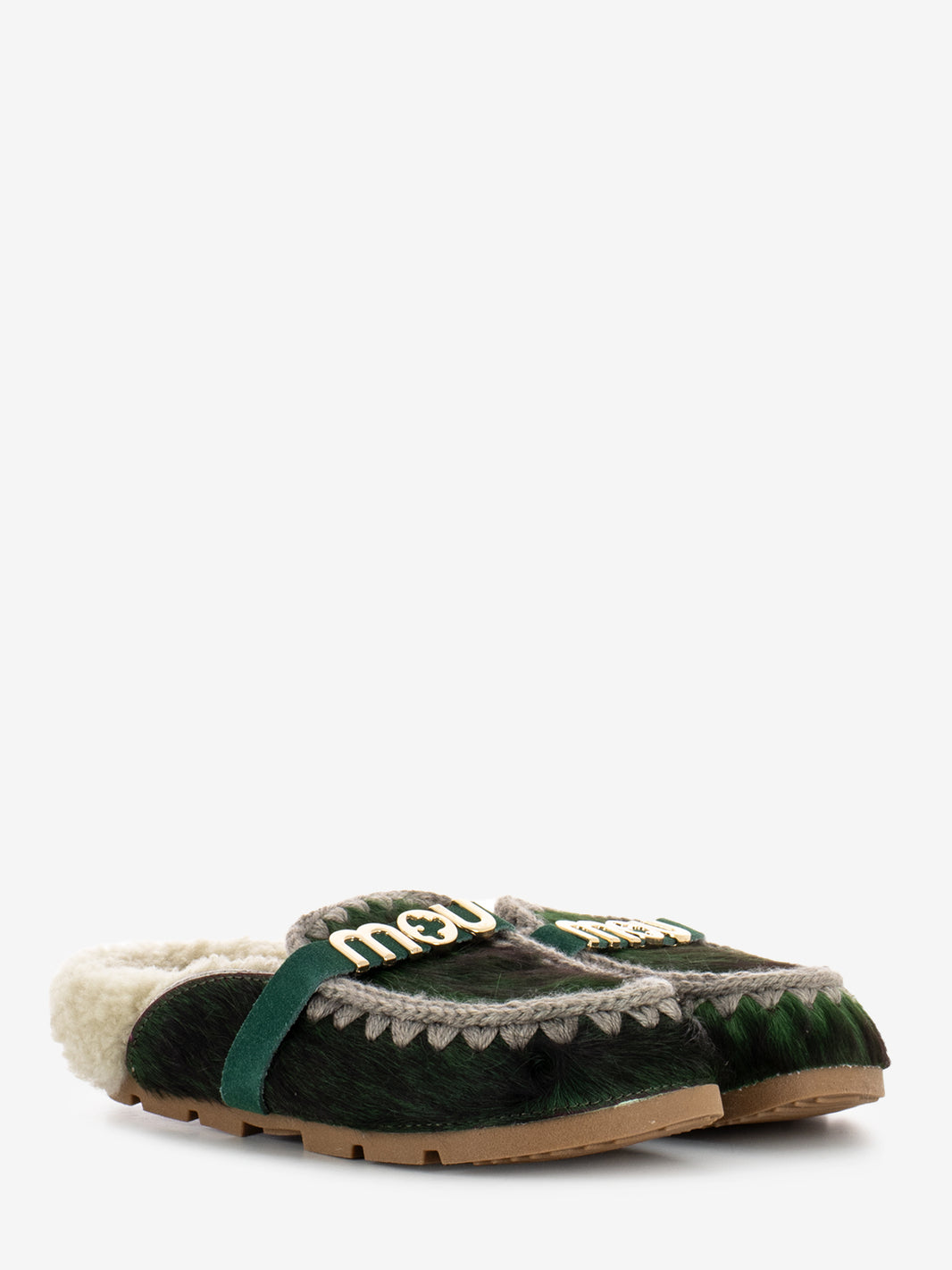 Slipper Winter bio slide long hair pony green