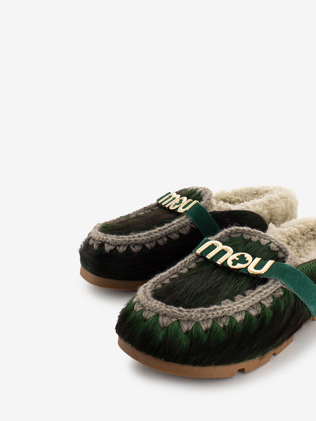 Slipper Winter bio slide long hair pony green