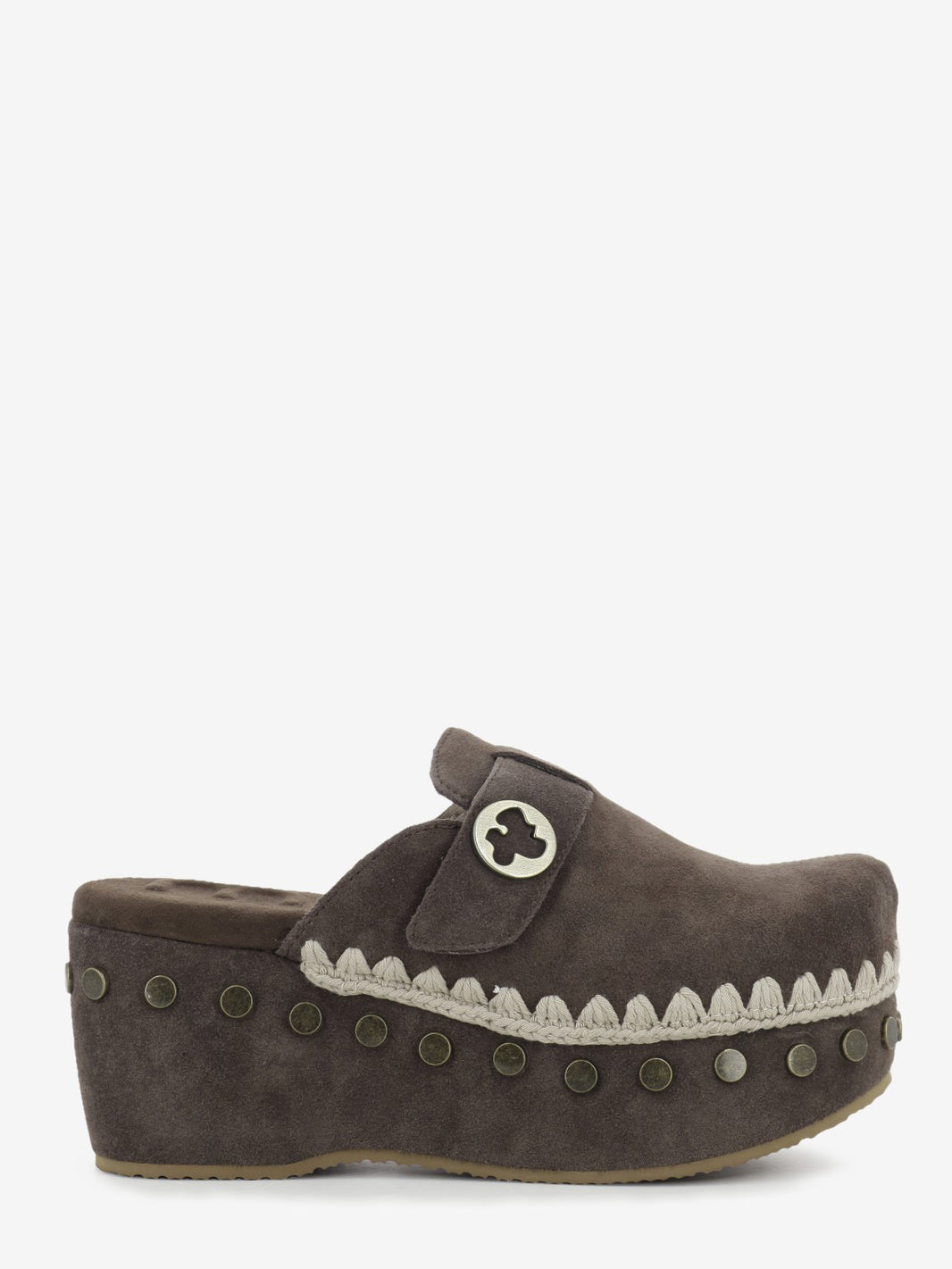 Zoccolo clog plain suede deep brown