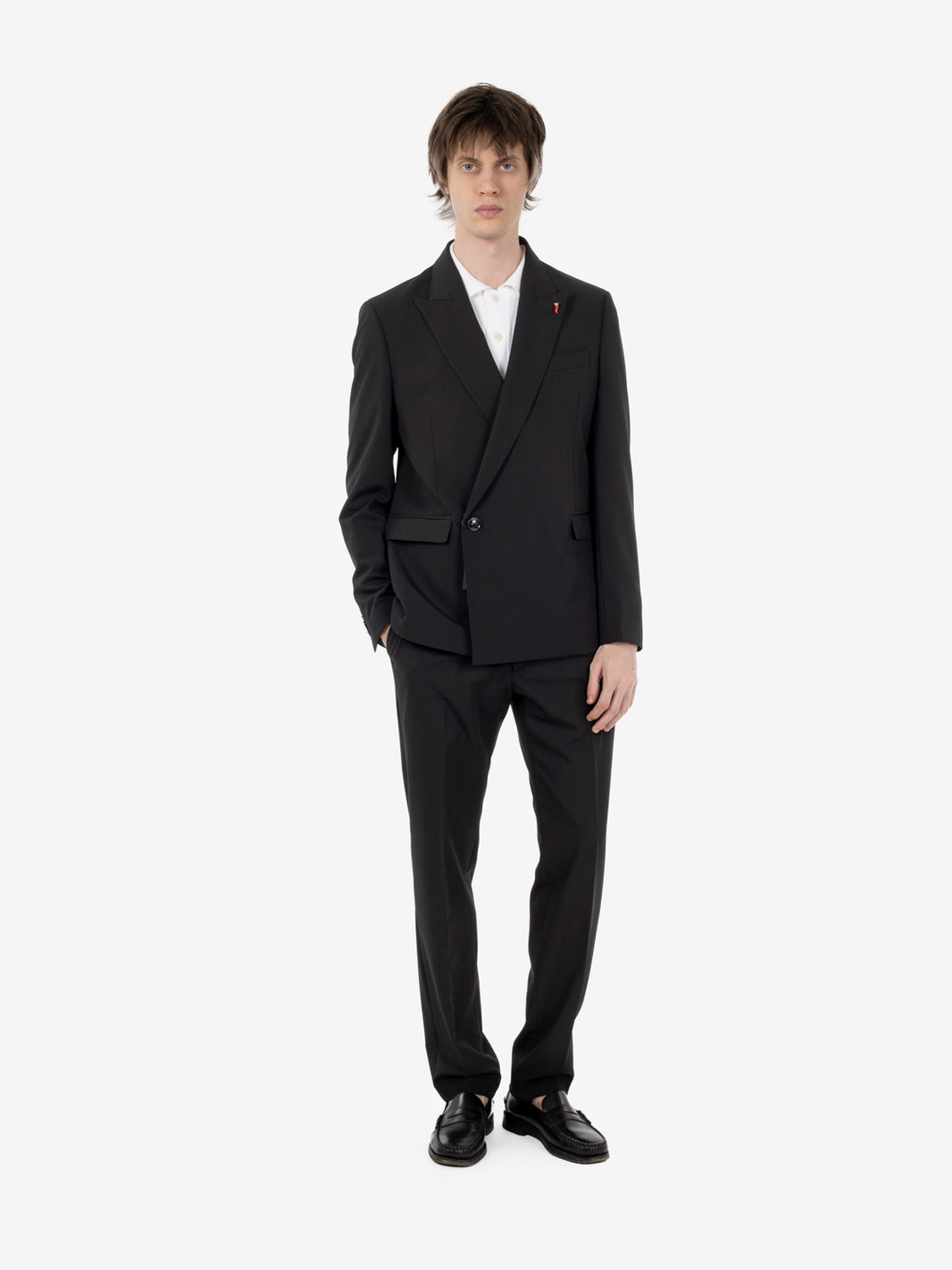 Monet black double-breasted overcoat