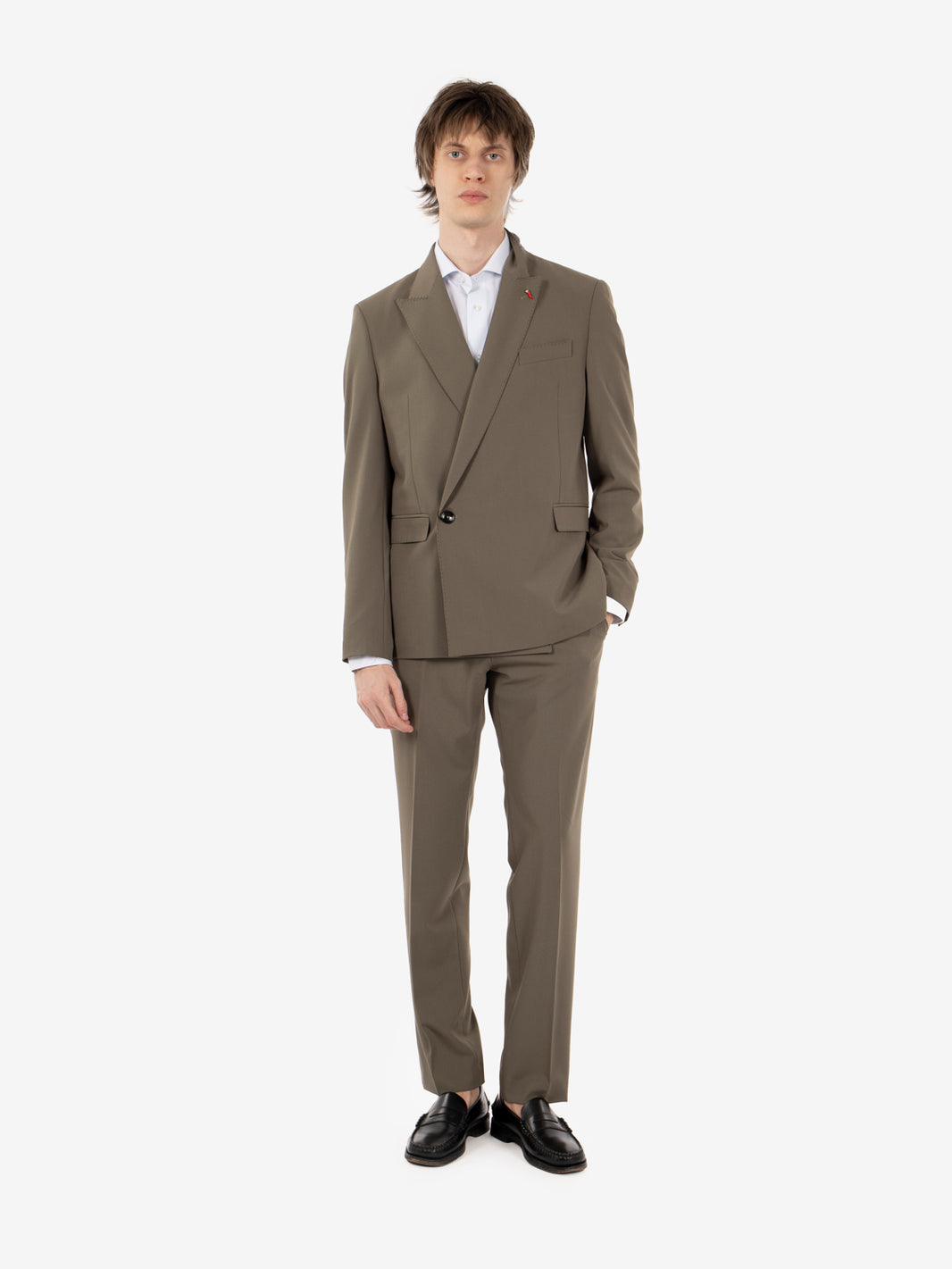 Monet double-breasted suit in sage