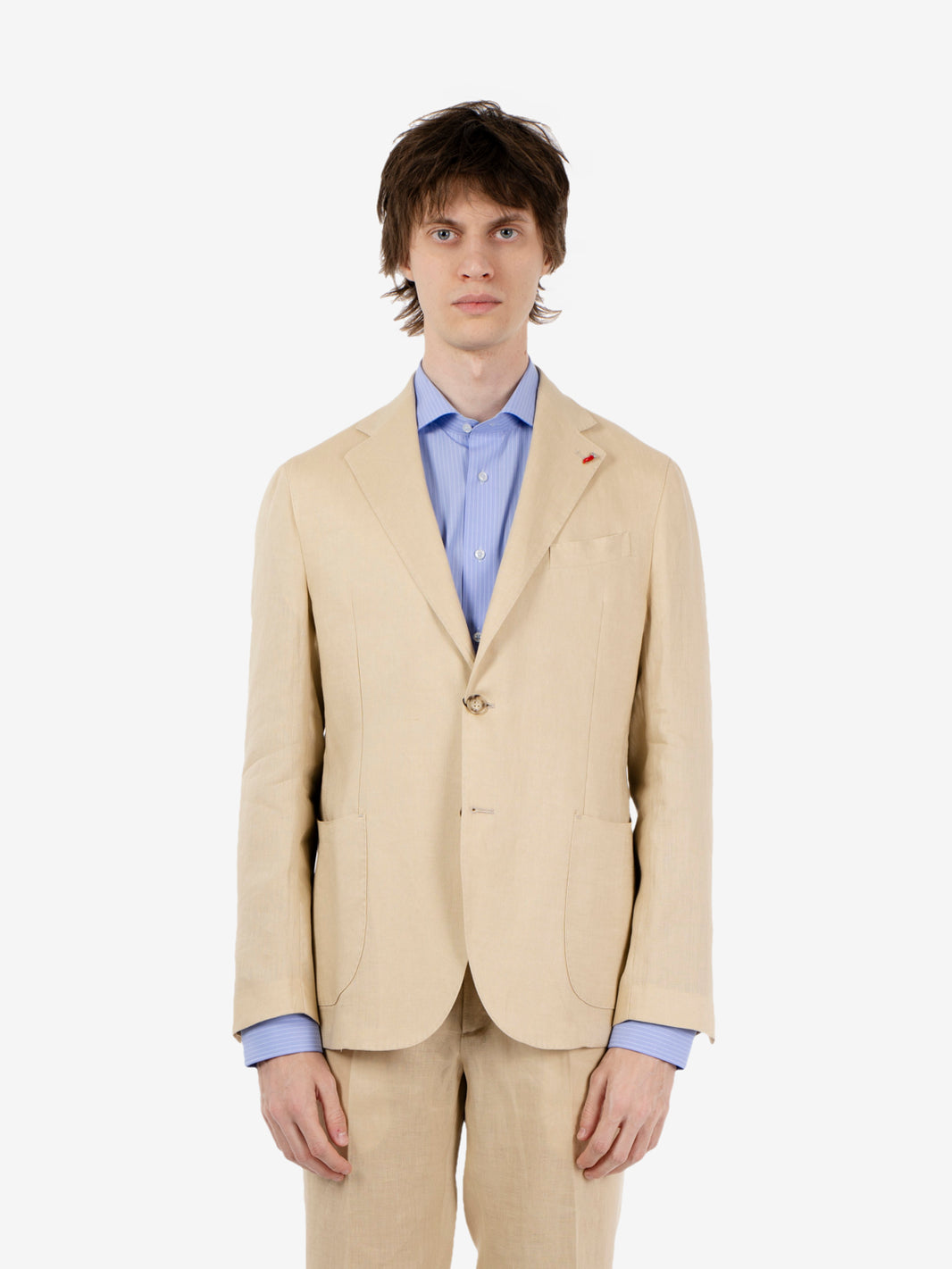 Abito monopetto Merini in lino beige