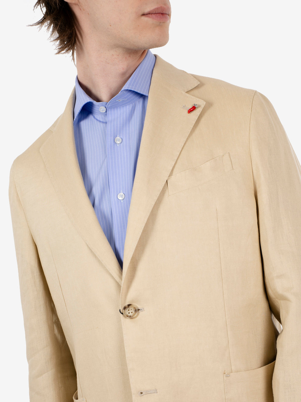 Merini single-breasted linen suit in beige