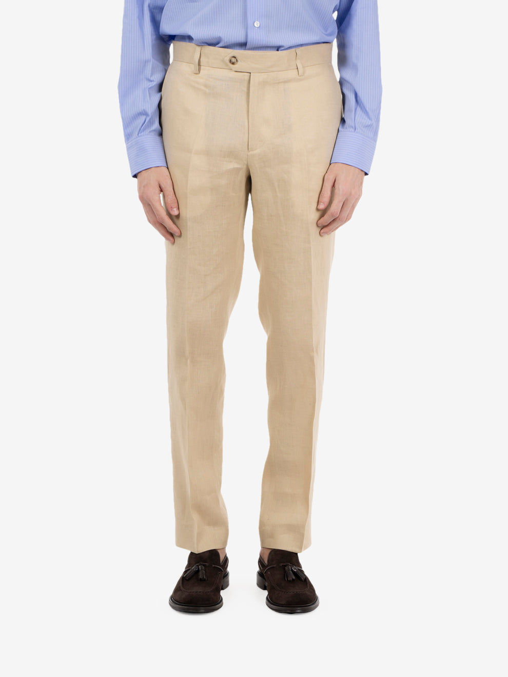 Merini single-breasted linen suit in beige