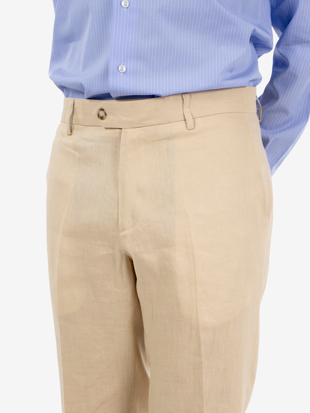 Merini single-breasted linen suit in beige