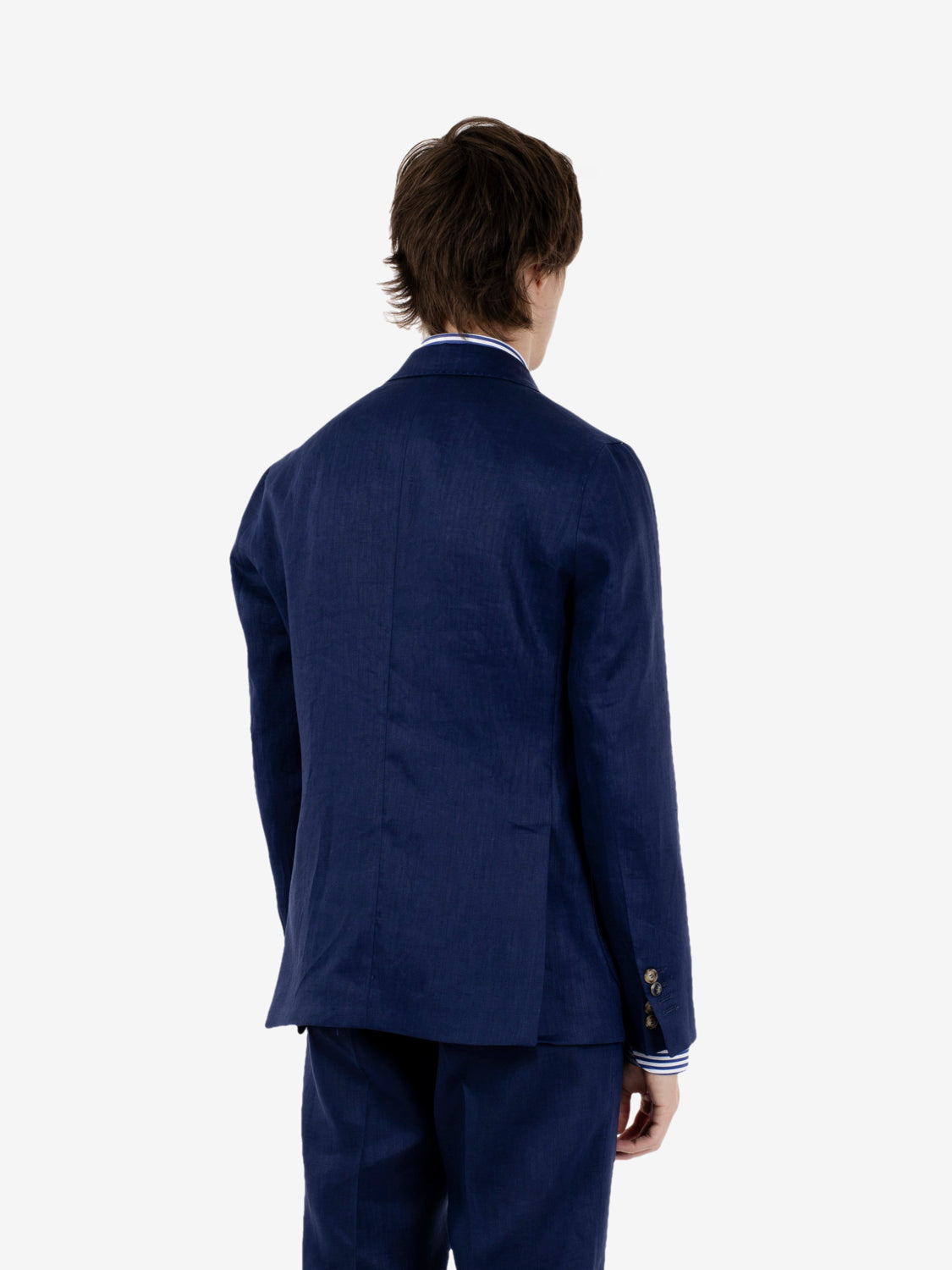 Abito monopetto Merini in lino blu