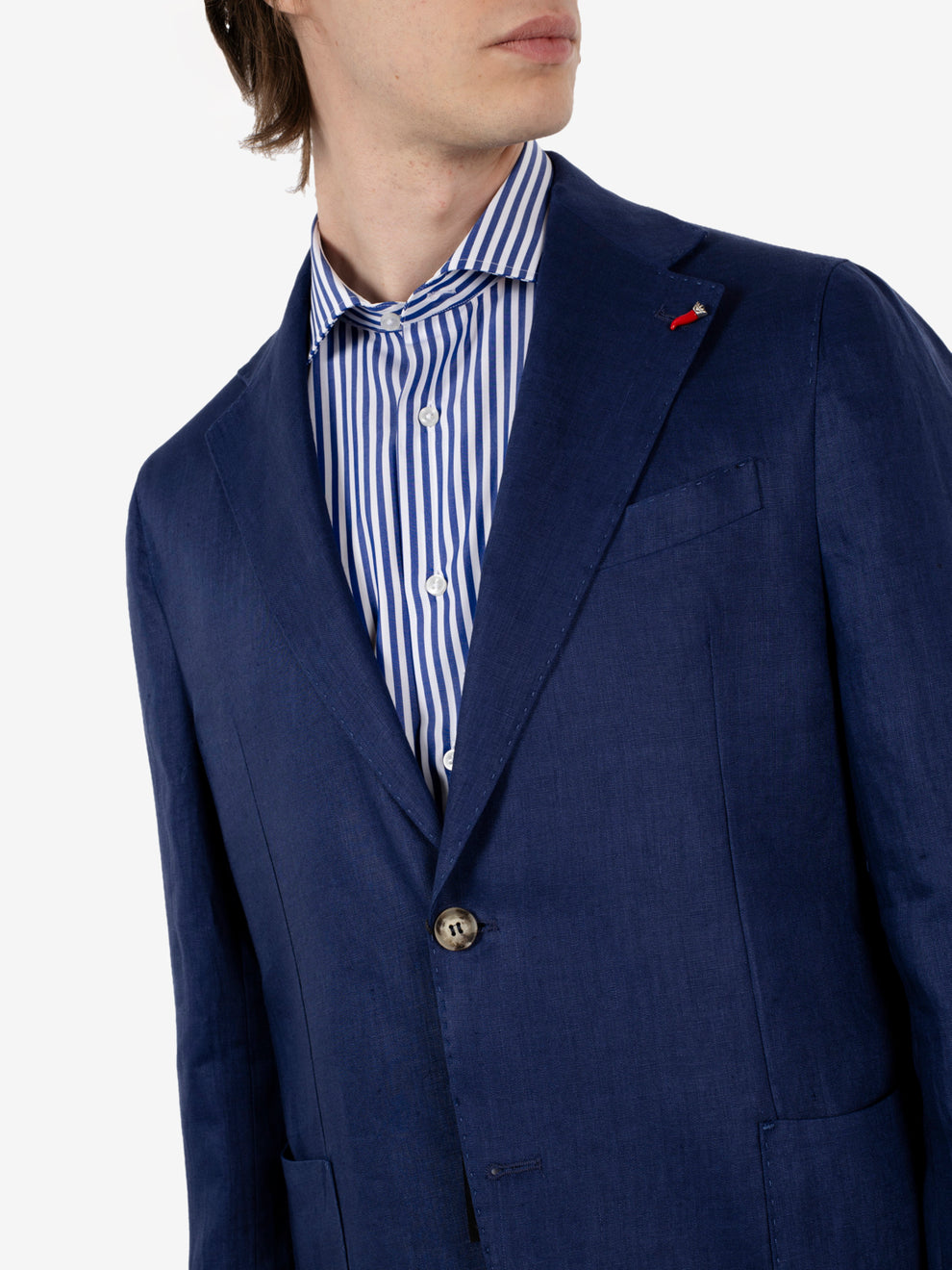 Abito monopetto Merini in lino blu