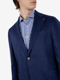 Abito monopetto Merini in lino blu