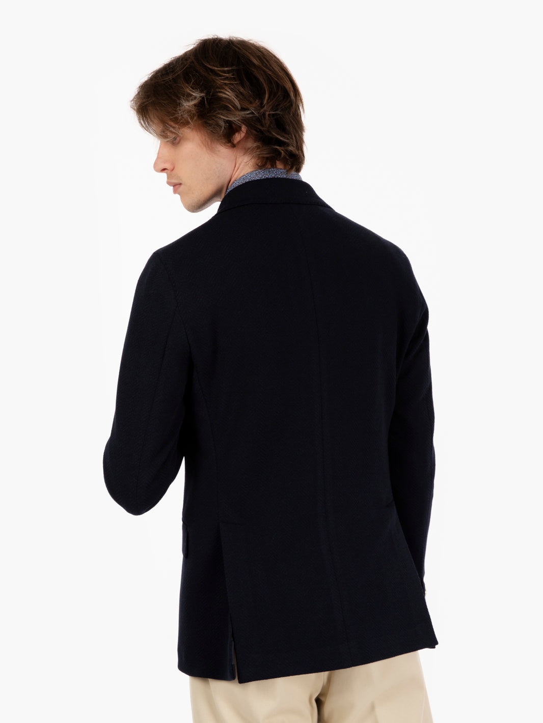 Blazer Eros doppiopetto spinato navy