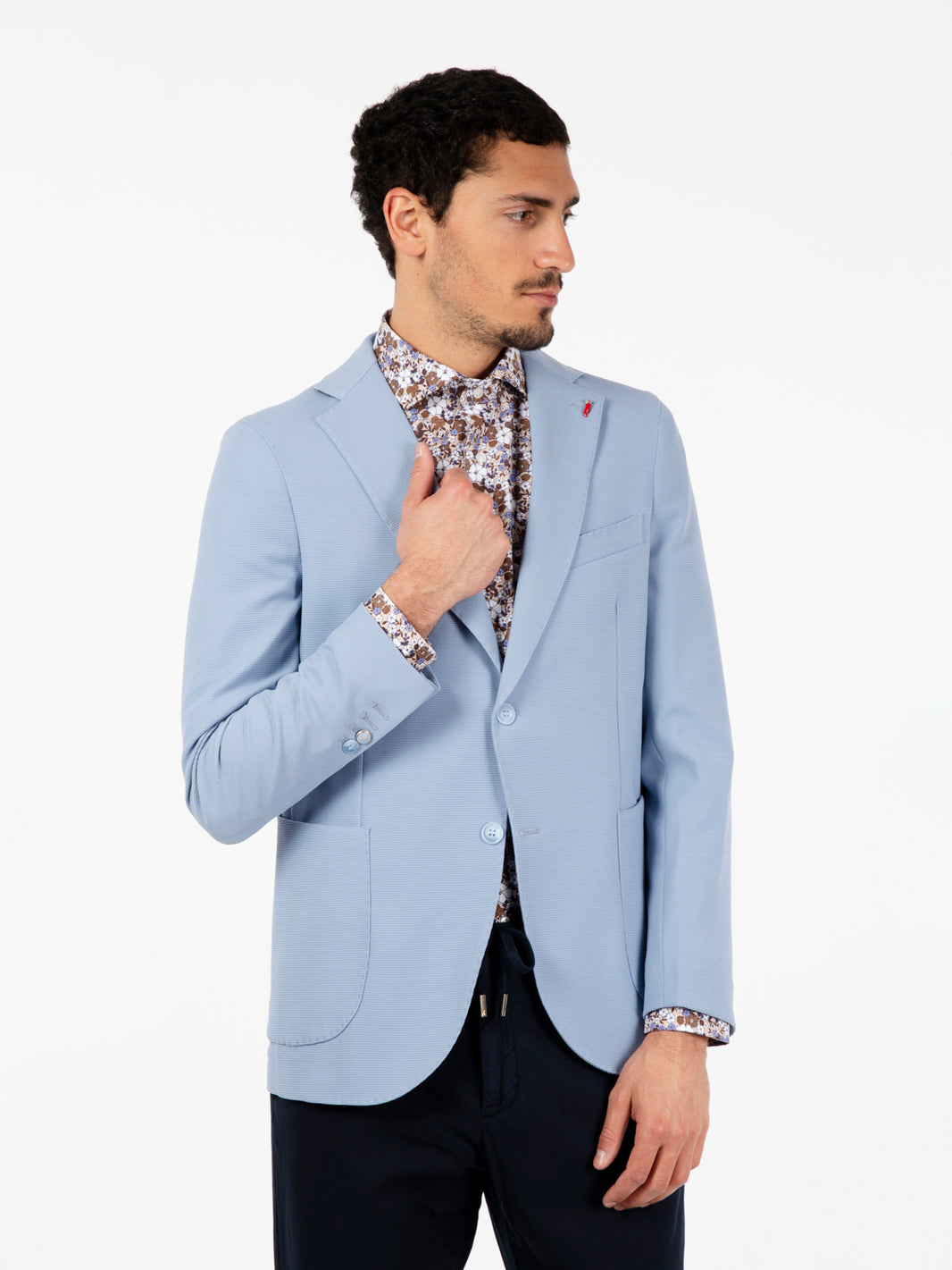 Blazer monopetto in jersey cielo