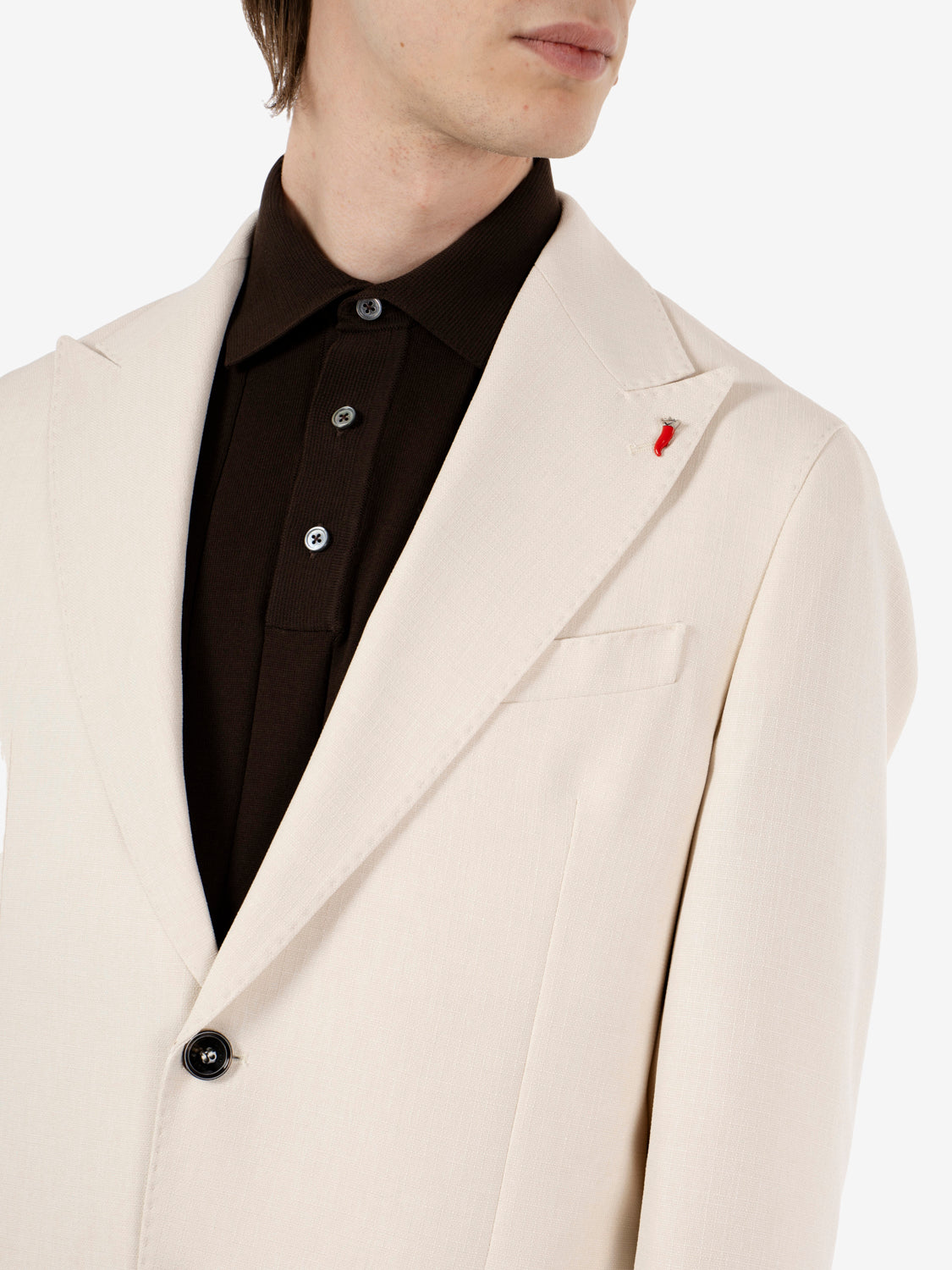 SINGLE-BREASTED POLYESTER JACKET IN SAND RUMI-GKS712_SAND