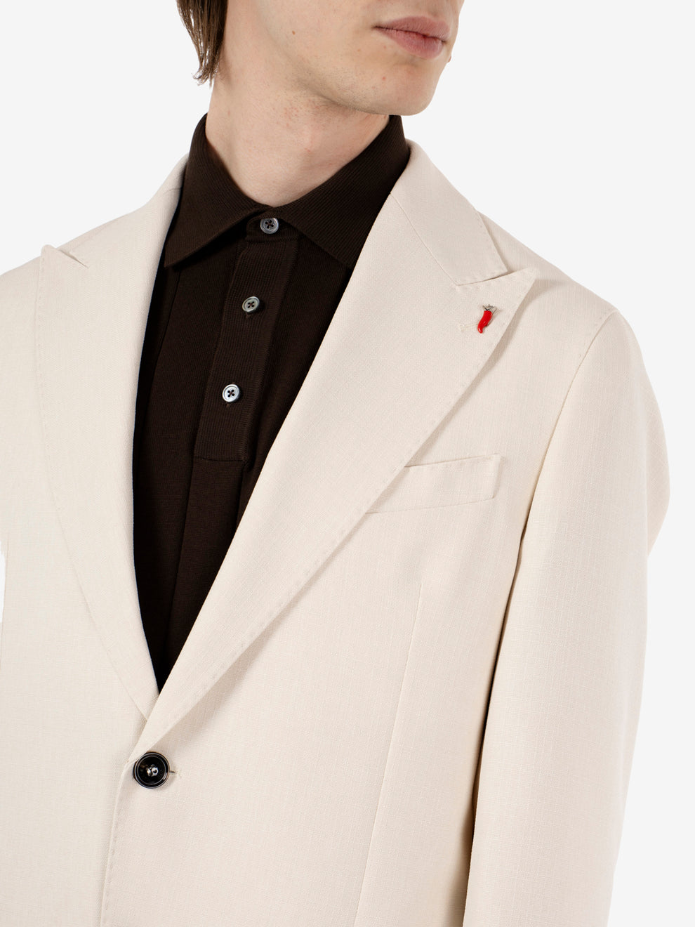 SINGLE-BREASTED POLYESTER JACKET IN SAND RUMI-GKS712_SAND