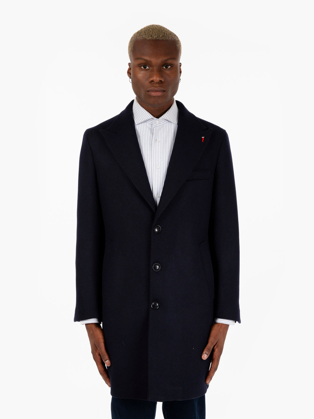 Cappotto con martingala Plutone blu