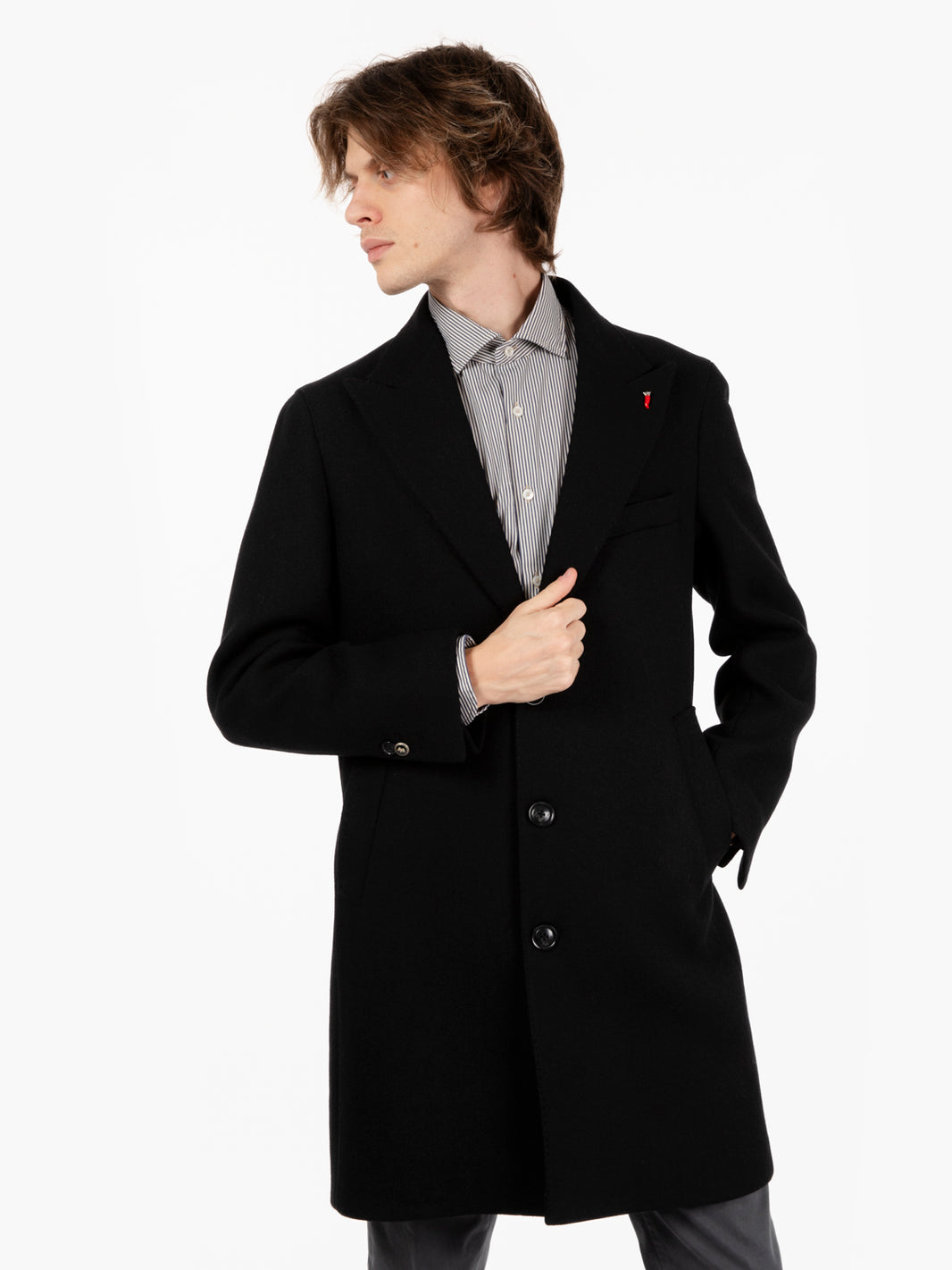 Cappotto con martingala Plutone nero