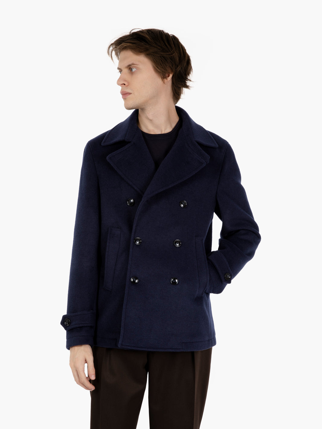 Cappotto corto doppio petto blu