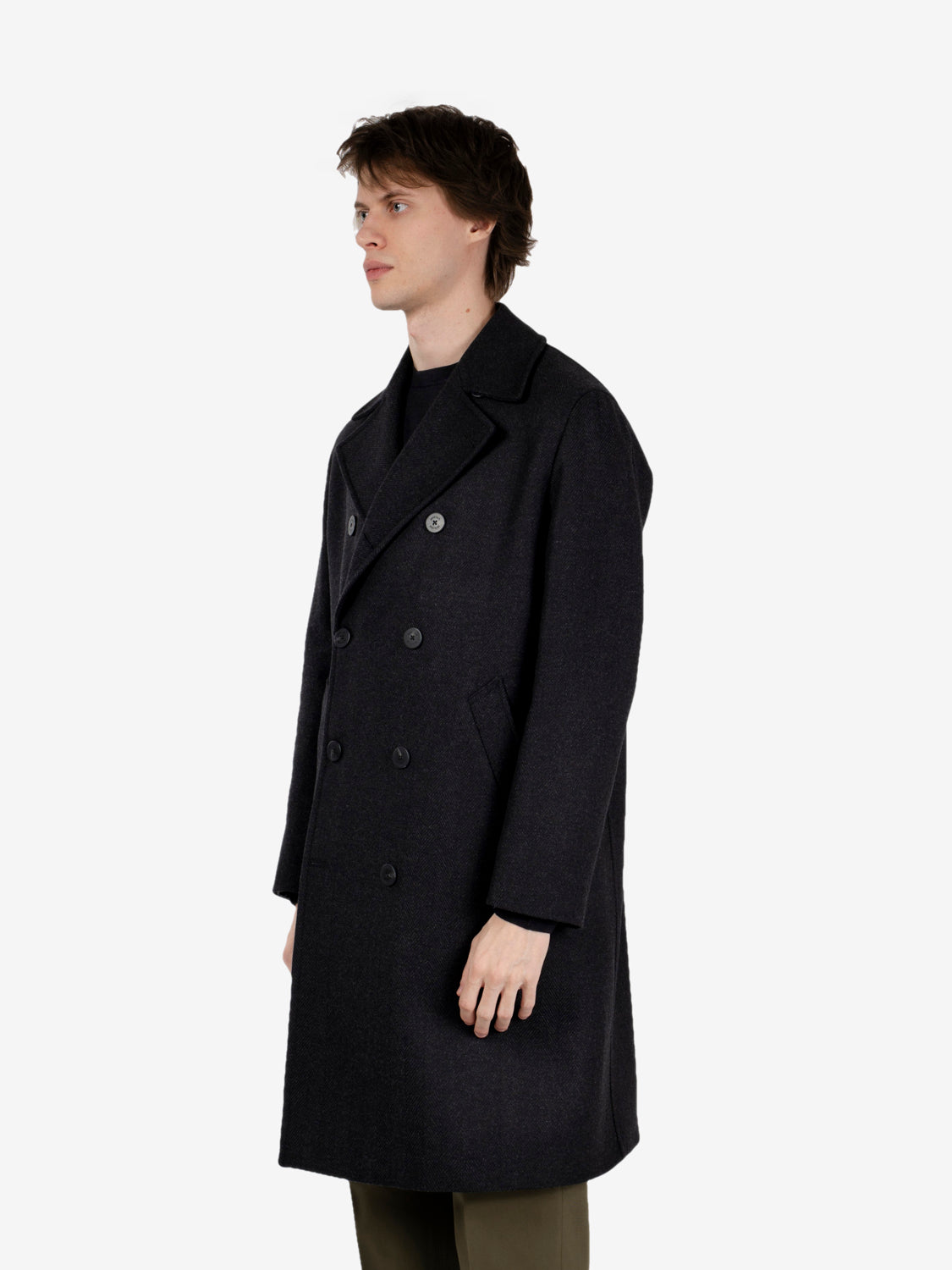 Cappotto raglan spinato antracite