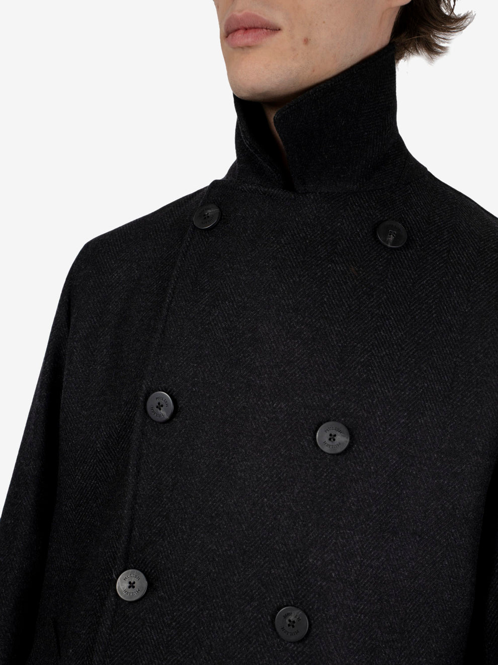 Cappotto raglan spinato antracite