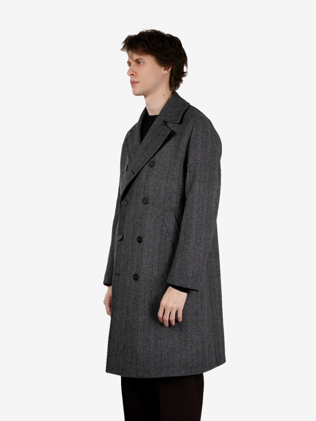 Light grey notched raglan coat