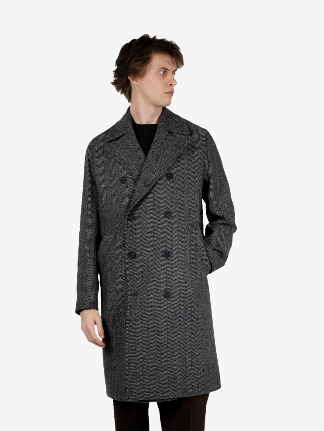Light grey notched raglan coat