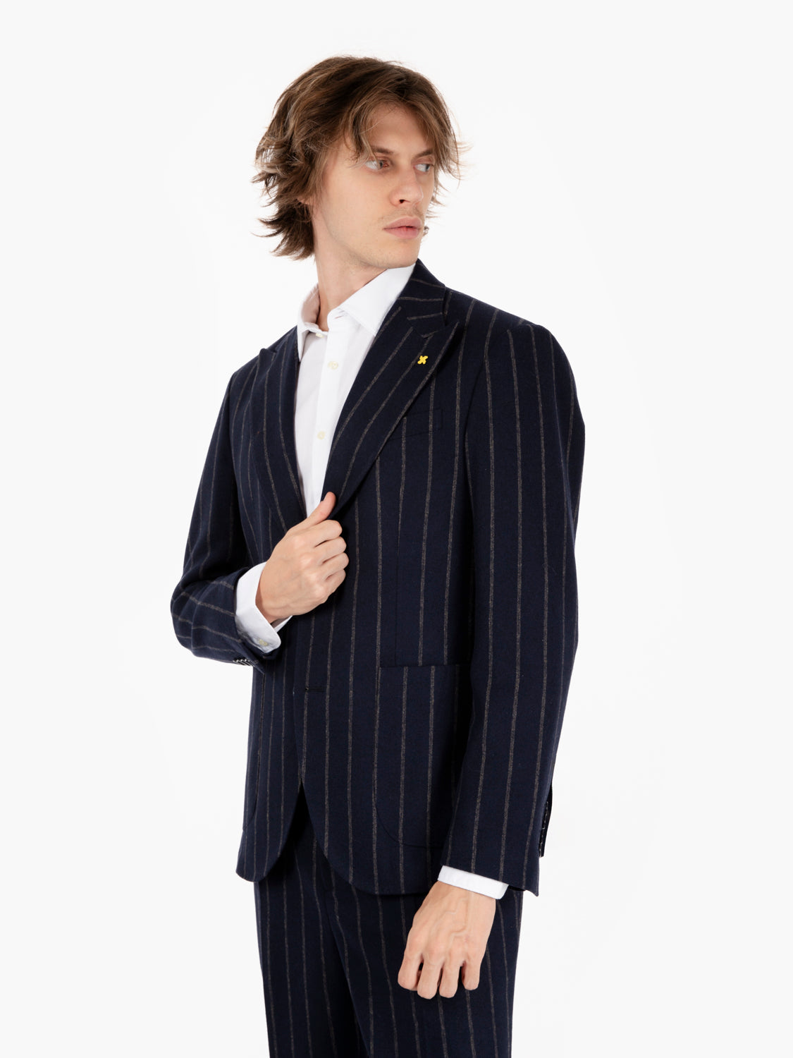 Blue Wool Blend Pinstripe Suit