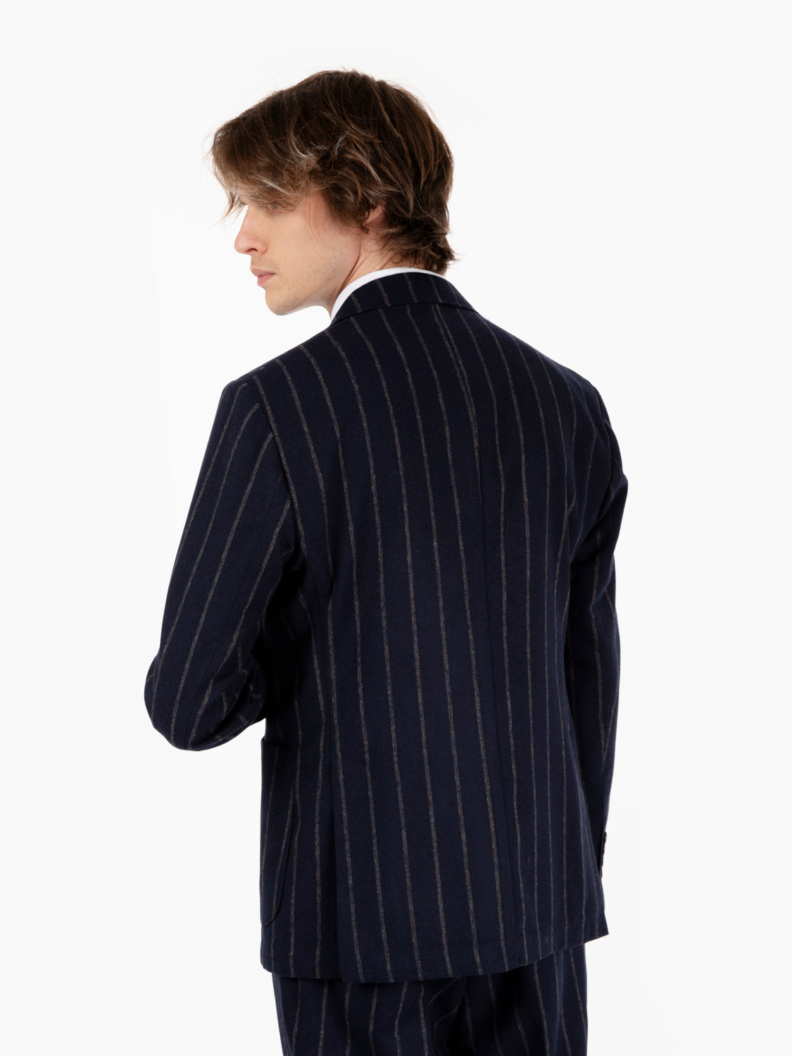 Blue Wool Blend Pinstripe Suit