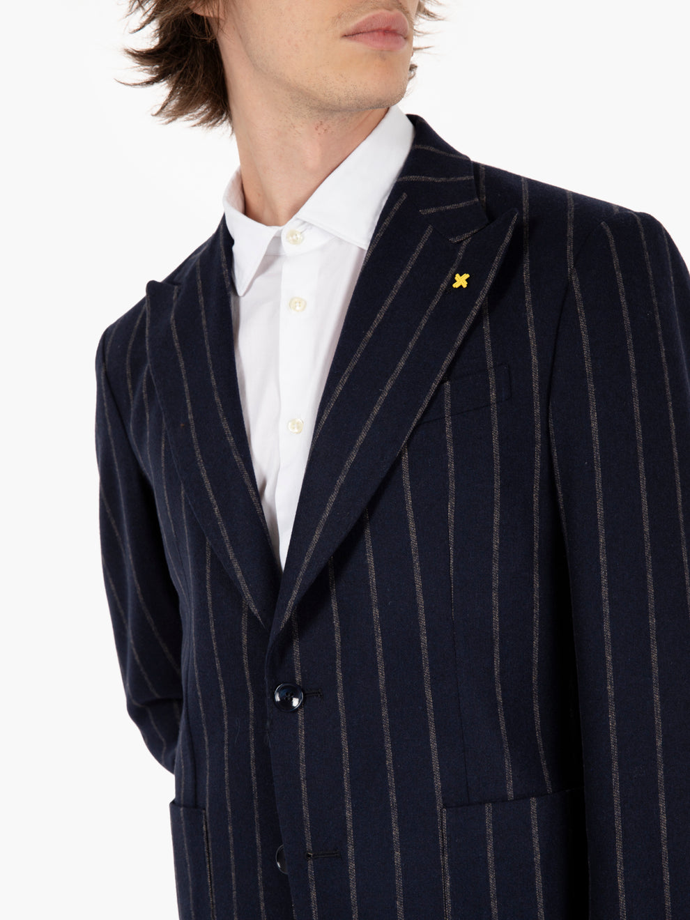 Blue Wool Blend Pinstripe Suit
