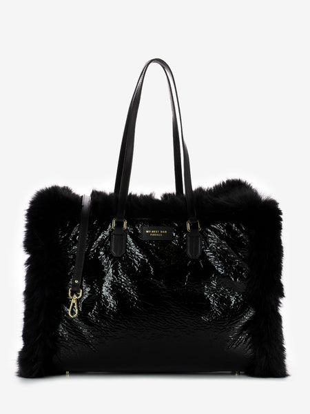 Borsa a Mano Atena Fur Reversibile black