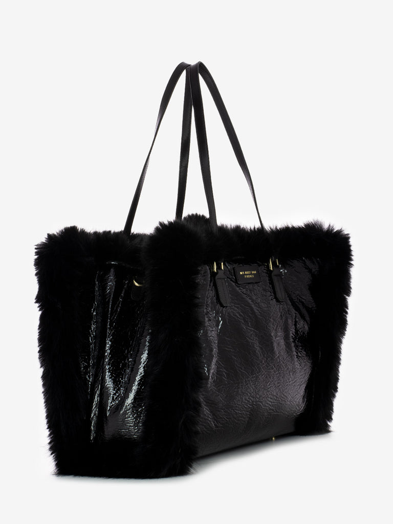 MY-BEST BAG - Borsa a Mano Atena Fur Reversibile black