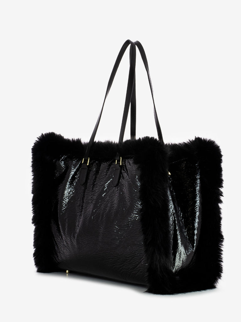 MY-BEST BAG - Borsa a Mano Atena Fur Reversibile black