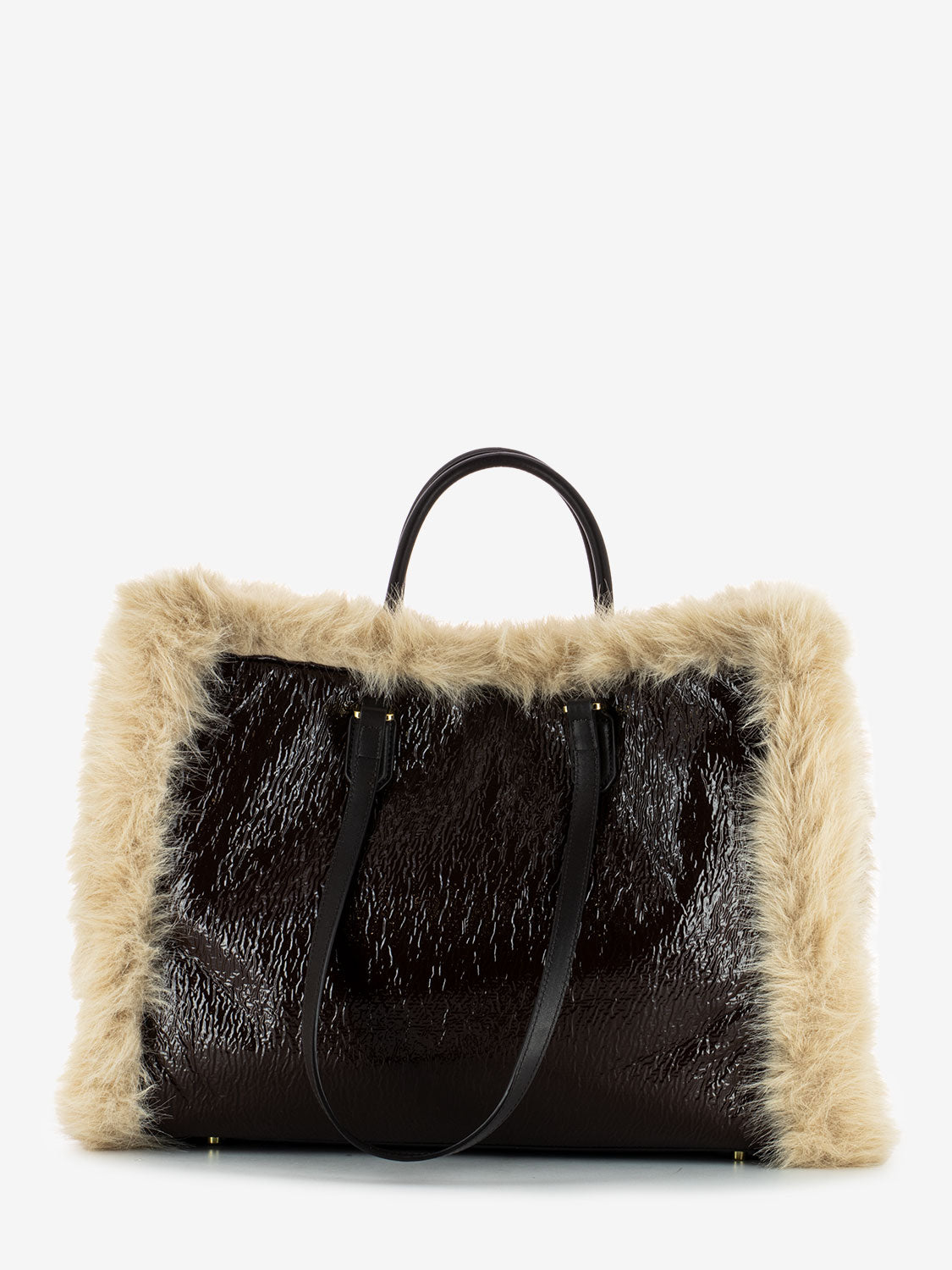 Atena Fur Reversible Handbag Chocolate