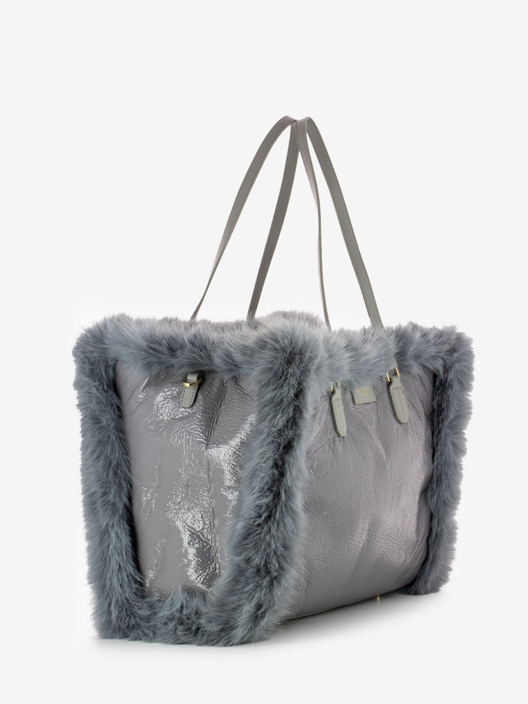 MY-BEST BAG - Borsa a Mano Atena Fur Reversibile stone