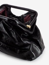 Black leather handbag