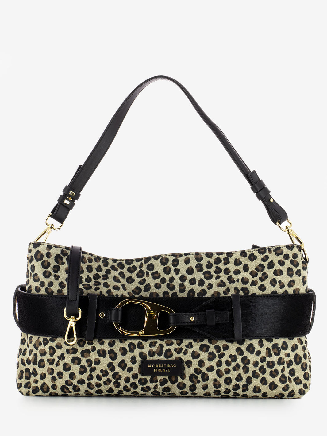 Borsa a spalla con stampa leopardo