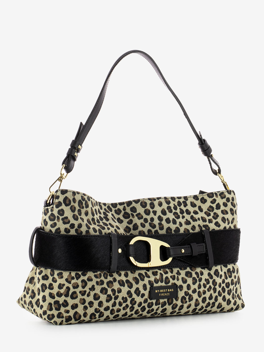 Borsa a spalla con stampa leopardo
